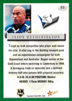 2000 Select #23 Jason Hetherington Back